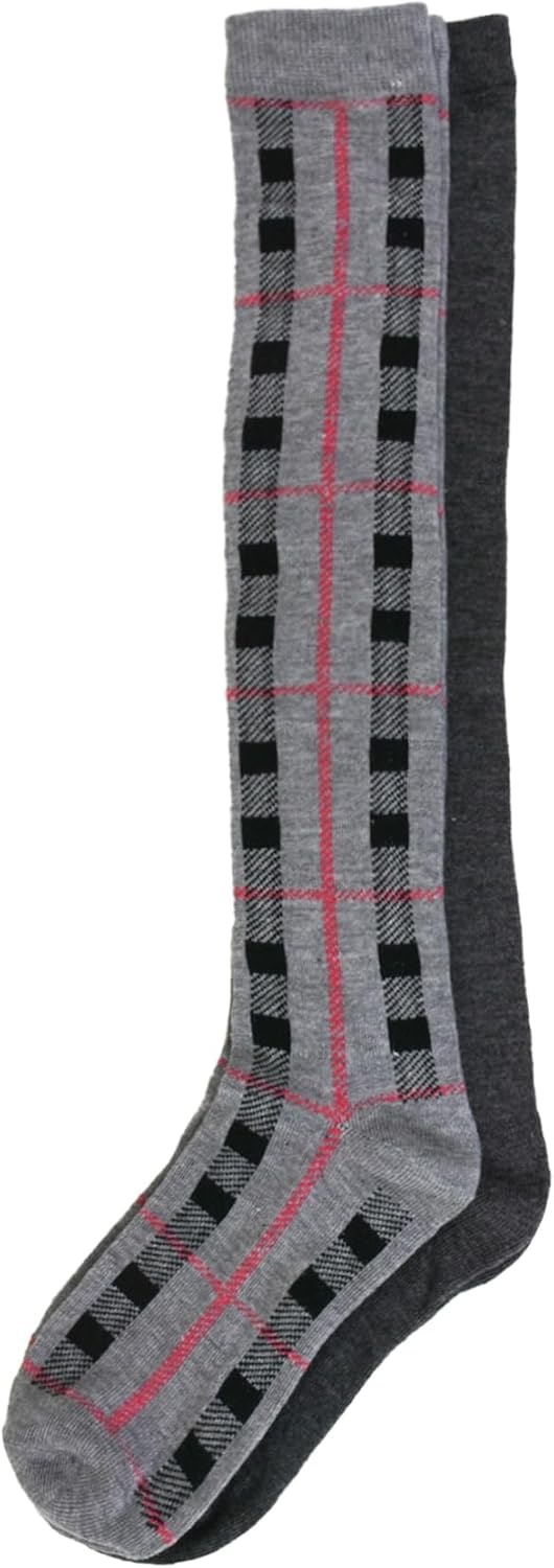 image:imageNo Nonsense Womens Knee High Socks 2 Pack Tube Socks Tall Athletic Socks Long Socks for Uniform Knee High StockingsAsst 4 PlaidGrey