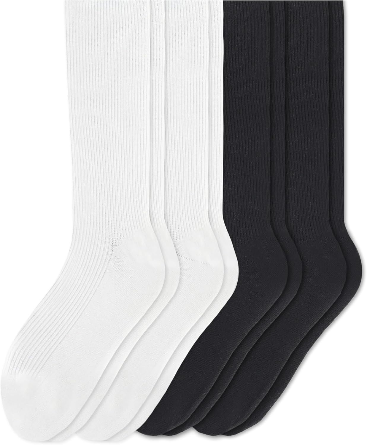 image:imageNo Nonsense Womens Ribbed Knee High Sock 4 Pair PackBlackWhite