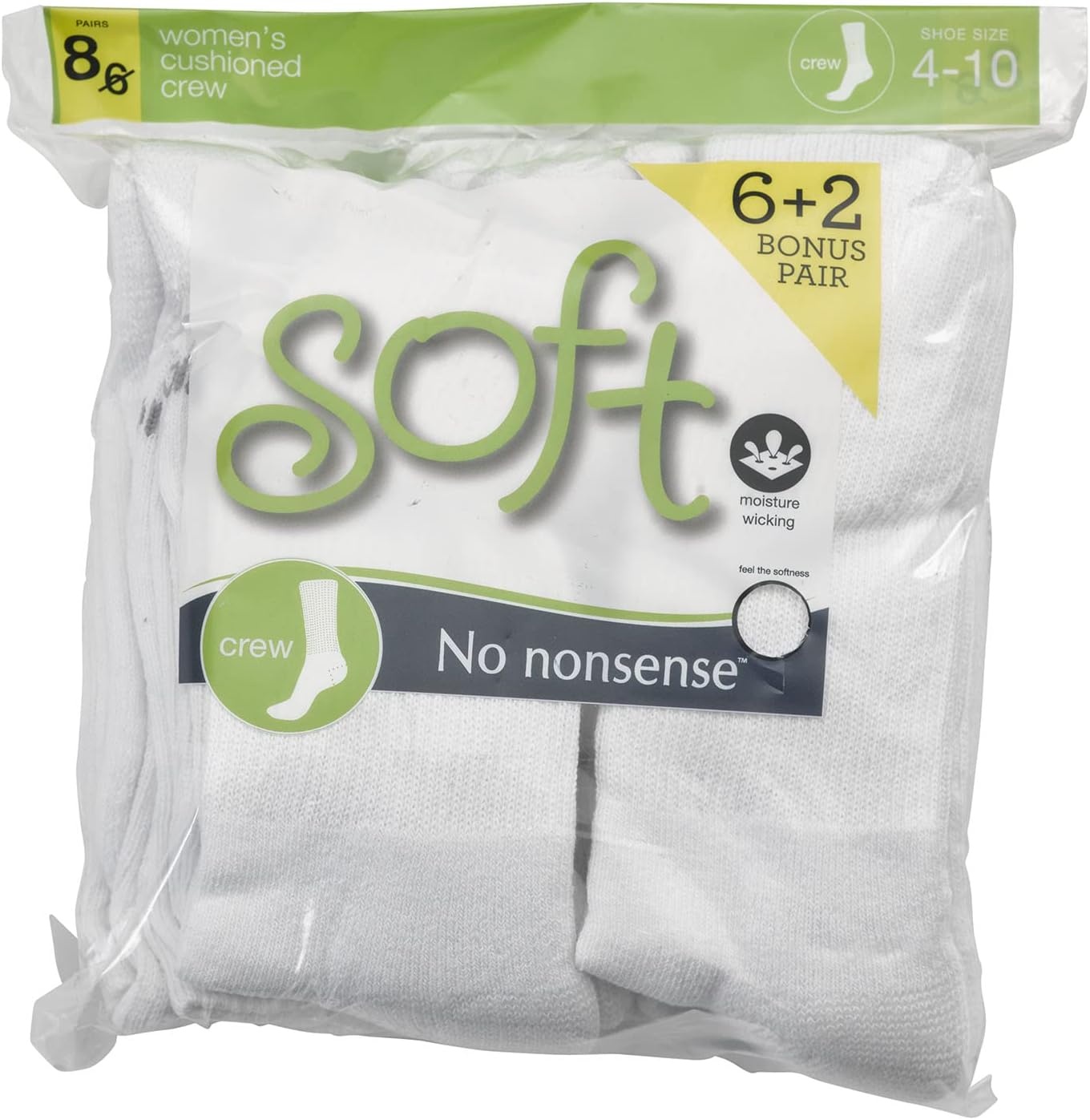 image:imageNo nonsense Womens Cushioned Crew SocksWhite 8 Pair Pack