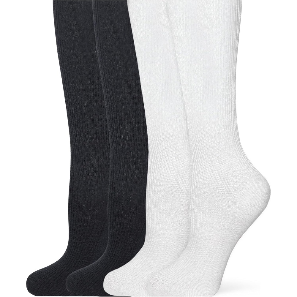 image:imageNo Nonsense Womens Ribbed Knee High Sock 4 Pair PackBlackWhite