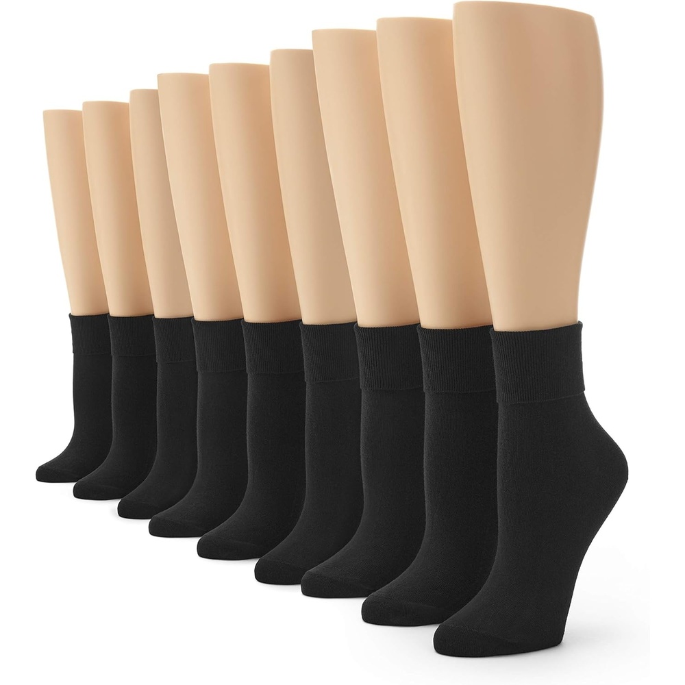 image:imageNo Nonsense womens Cotton Basic Cuff SockBlack 9 Pair Pack