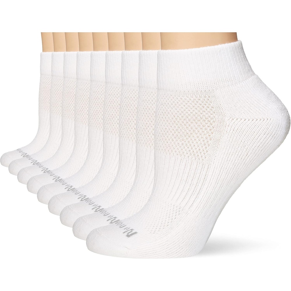 image:imageNo nonsense Womens Cushioned Mesh Quarter Top Ankle Socks Premium Comfort for WomenWhite 9 Pair Pack