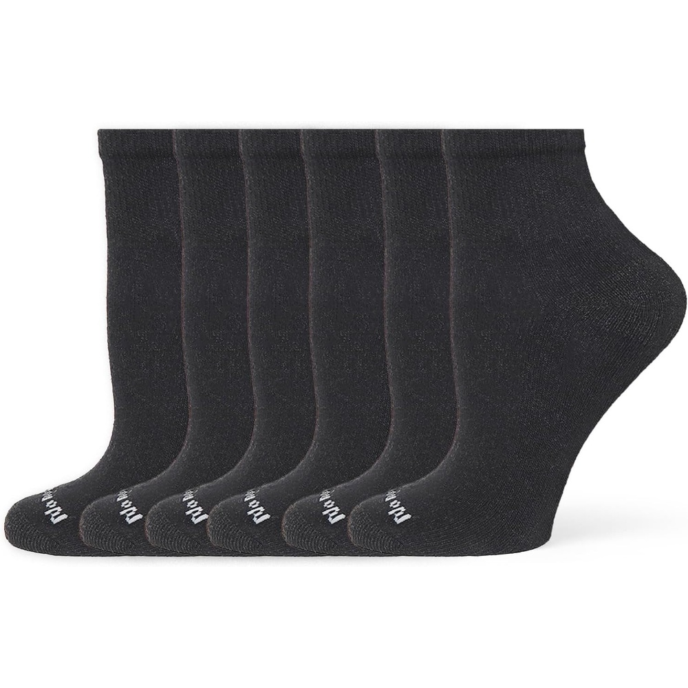 image:imageNo nonsense Womens Cushioned Quarter Top SocksBlack 6 Pair Pack