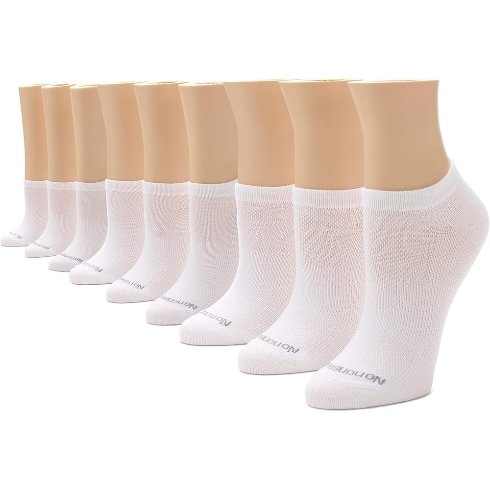 image:imageNo nonsense womens Soft and Breathable No Show Liner Sock With Arch Clinch Support 9 Pair PackWhite