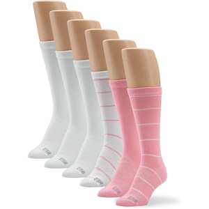 image:imageNo Nonsense Womens Expantech Recycled Polyester Crew SockWhitePink Stripe  6 Pair Pack