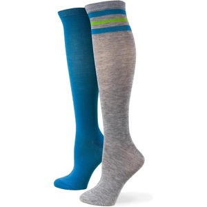 image:imageNo Nonsense Womens Knee High Socks 2 Pack Tube Socks Tall Athletic Socks Long Socks for Uniform Knee High StockingsAsst 2 StripeBlue