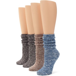 image:imageNo nonsense womens Marl Slub Slouch Boot Sock 4 Pair PackBlackBlackBrownBlue