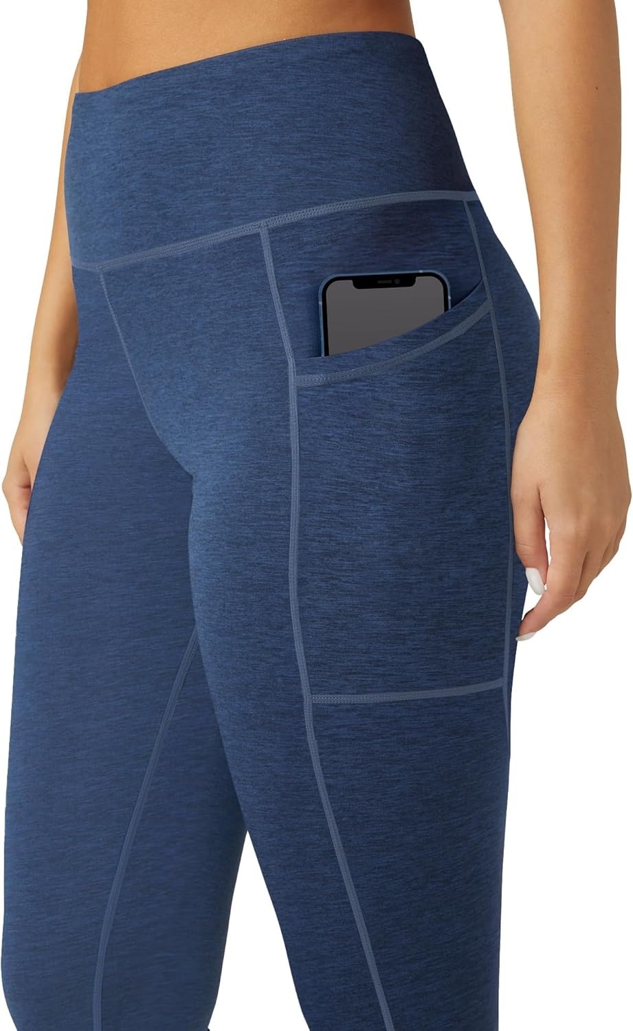 image:imageNo Nonsense Womens Workout Leggings for Women with Tummy Control Athletic Leggings with Pockets High Waist Yoga PantsBlue Heather