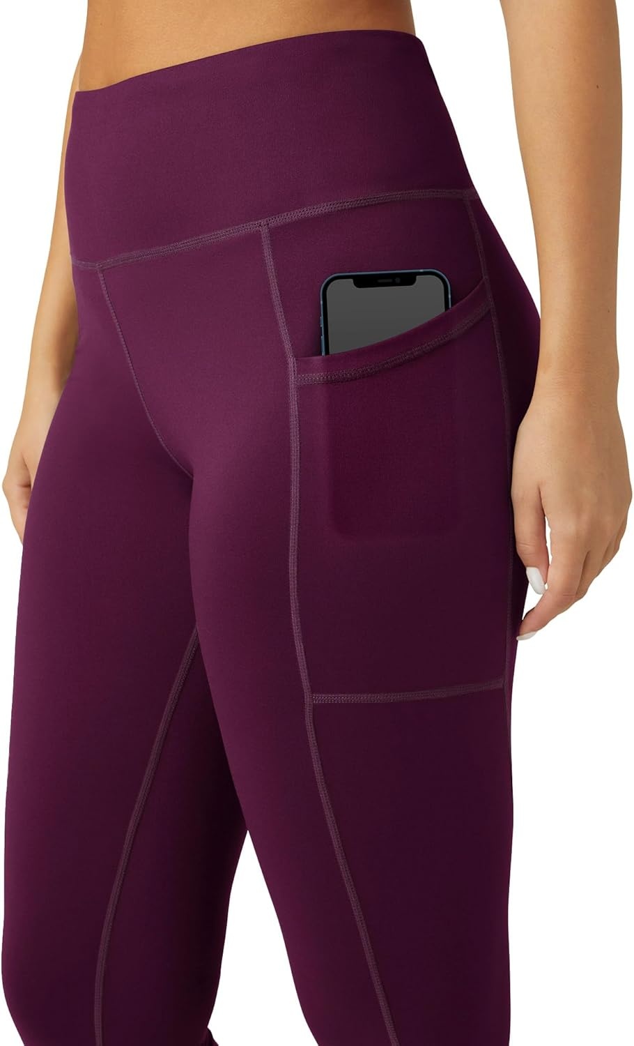 image:imageNo Nonsense Womens Workout Leggings for Women with Tummy Control Athletic Leggings with Pockets High Waist Yoga PantsEggplant